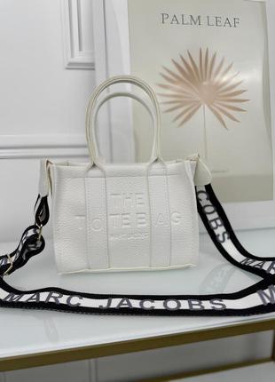 Сумка женская марк джейкобс шопер белый marc jacobs tote bag  шоппер мини