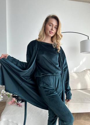 Домашній комплект 4 в 1 🌺  халат-кімоно, футболка, шорти та штанці.