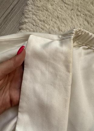 Блуза топ білий атласний сатиновий з переплетом6 фото