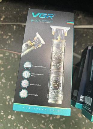Тример vgr v-097 gold, 4 насадки, led display вт0577