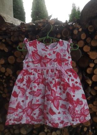 Хлопковое платье на 9-12 месяцев 80 см платье батист легкое летнее