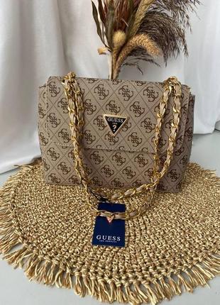 Сумка жіноча guess amara beige 25x17x7