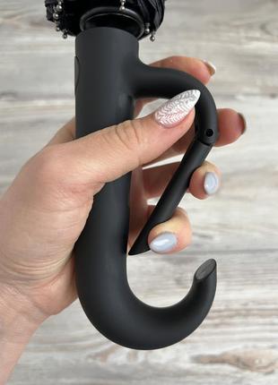 Зонт ручка-карабин, автомат, водоотталкивающий, черный, серый, мужской, женский.