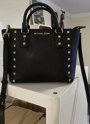 Черная кожаная сумка michael kors оригинал5 фото