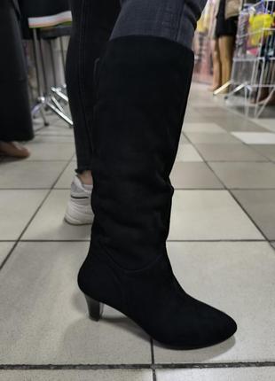 Сапоги натуральная замша, демисезонные