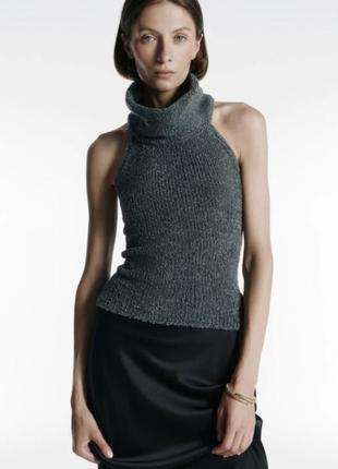 Гольф без рукавов в рубчик серый 8 водолазка