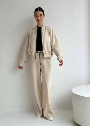 Трикотажный спорт костюм кофта на молнии