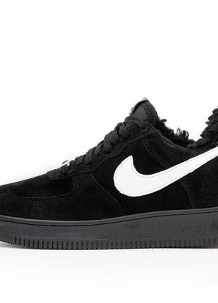 Nike air force 1 black fur, кросівки чоловічі чорні зимні, кросівки найк жіночі зима