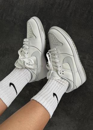 Женские кроссовки nike sb dunk «&nbsp;white / grey swoosh&nbsp;» premium