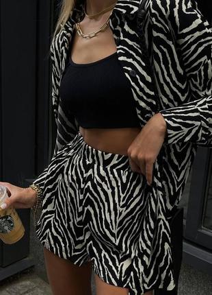 Костюм тройка (рубашка + топ + шорты)