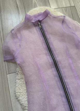 Платье накидка полупрозрачная туника платье лиловое на молнии2 фото