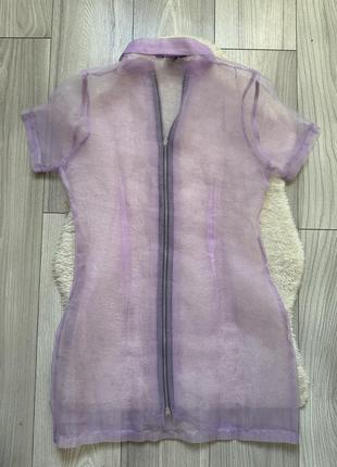 Платье накидка полупрозрачная туника платье лиловое на молнии4 фото