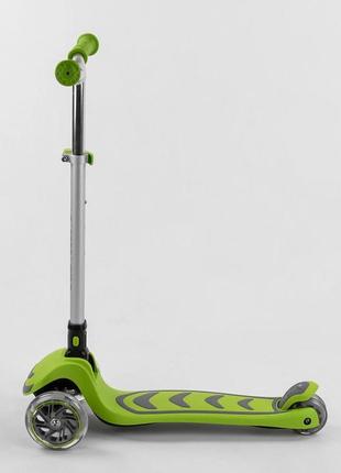 Самокат best scooter y-00436. складной алюминиевый руль, 4 pu колеса с подсветкой. салатовый