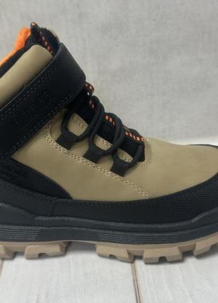 Зимние детские ботинки clibee на овчине коричневые 34-37