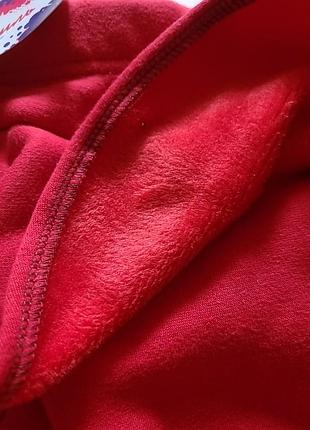 Лосины, юбочка красные, с начесом, 4