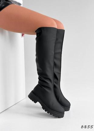 Натуральные кожаные зимние черные матовые сапоги 36р.