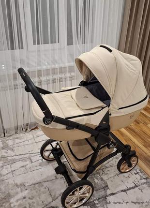 Универсальная коляска 2 в 1, ткань / экокожа - juanma termo mix 02 (бежевый)