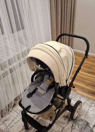 Универсальная коляска 2 в 1, ткань / экокожа - juanma termo mix 02 (бежевый)