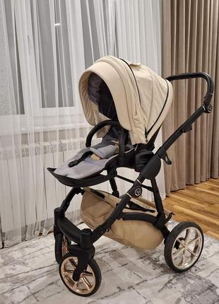 Универсальная коляска 2 в 1, ткань / экокожа - juanma termo mix 02 (бежевый)