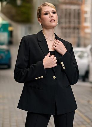 Піджак на золотистих ґудзиках чорний xl
