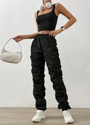 🅱🅻🅰🅲🅺 🅵🆁🅸🅳🅰🆈  чорні штани джогери із драпіруванням shein xxs/xs