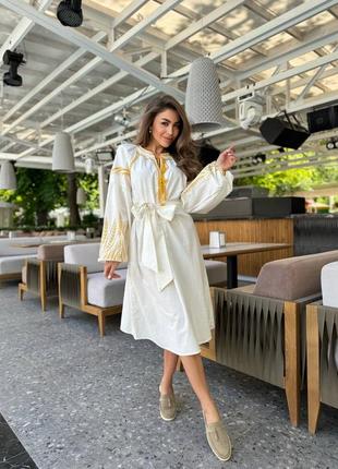 Колоритна сукня з вишитими колосками, українська сукня вишиванка, етно плаття з вишивкою