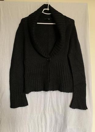 Базовий  теплий чорний кардиган з мохером (розмір 12/40-14/42)