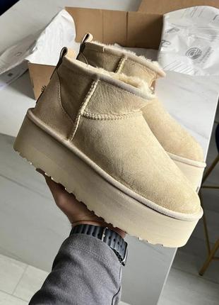 Угги угги угги ugg ultra mini platform beige