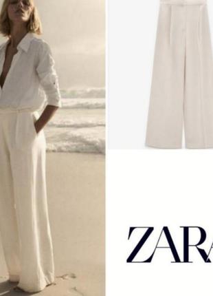 Лляные брюки палаццо zara