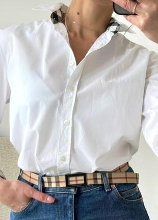Рубашка белая манжеты в клетку