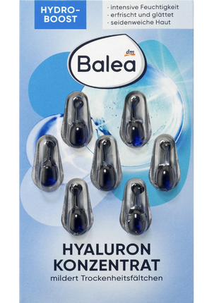 Зволожуючі капсули концентрат з гіалуроновою кислотою balea konzentrat hyaluron, 7 st