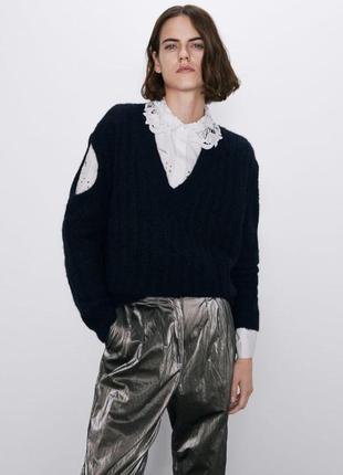 Шерстяная кофта альпака шерсть zara с открытыми плечиками