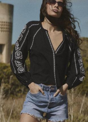 Zara вышиванка блуза