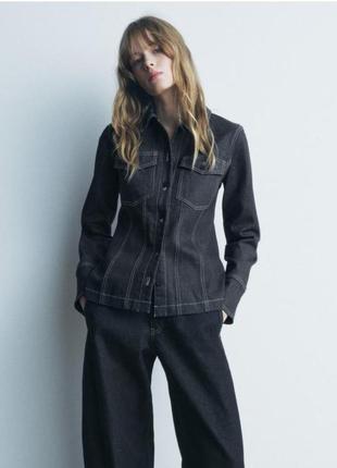 Джинсовая рубашка zw collection со строчками
