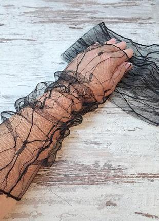 Митенки черные ажурные длинные рукава черные
