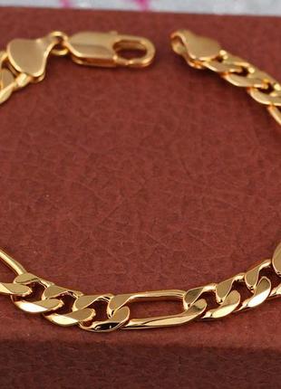Браслет xuping jewelry фигаро  19,5 см 8 мм золотистый