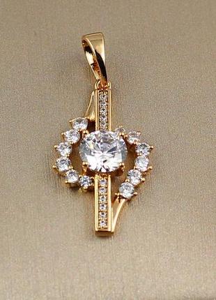 Кулон медичне золото xuping jewelry скрипковий ключ із білим каменем усередині 2.2 см