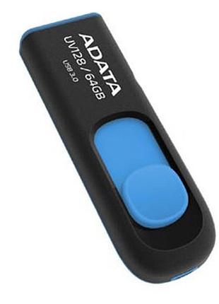 Usb флеш накопичувач adata 64gb uv128 black-blue usb 3.0 (auv128-64g-rbe)>> задайте питання щодо товару в чаті prom або viber