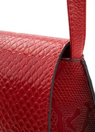 Женская кожаная сумка-ридикюль 22х18х8 см desisan красный (2000001966099)6 фото