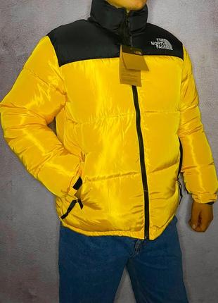 The north face мужская ярко желтая куртка новая тренд стильная