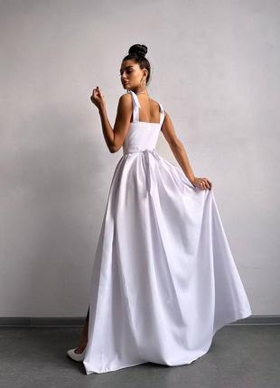 Біла сукня бʼюстьє, біла сукня максі, біла довга сукня на розпис