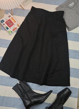 Брендовая стильная черная миди юбка massimo dutti🖤6 фото