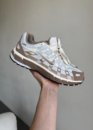 Мужские кроссовки nike p-6000 beige white найк бежевого с белым цветами