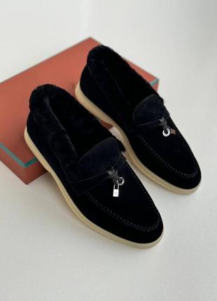 Зимние теплые меховые лоферы loro piana