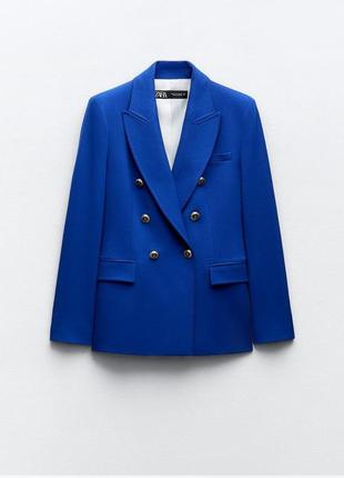 Zara, кобольтовый двубортный блейзер, новый сток