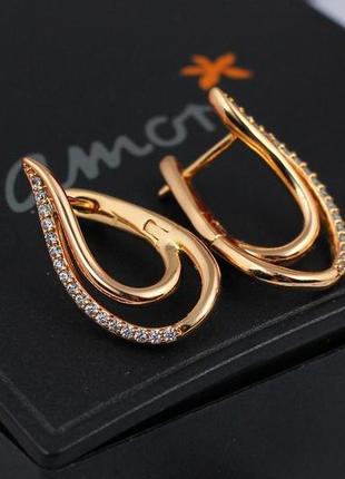 Серьги медзолото xuping jewelry скобочка 2.2 см золотистые