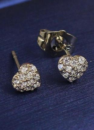 Серьги гвоздики xuping jewelry сердечки из камешков 6 мм серебристые
