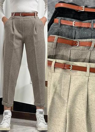 Теплі штани брюки кашемір діагональ р-ри 42-52 телые штаны брюки талия резинка