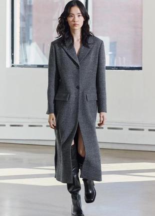 Комбинированное шерстяное пальто zw collection