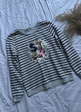 Красивый свитер свитшот в полоску для девочки